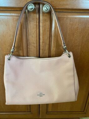 Coach Pebbled Leather Mia Shoulder Bag in Pale Pink